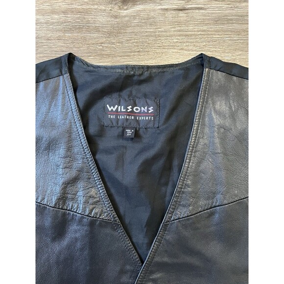 Wilsons Leather Biker Vest XXL Sleeveless Front Motorcycle Vest 5 Button - Picture 2 of 5